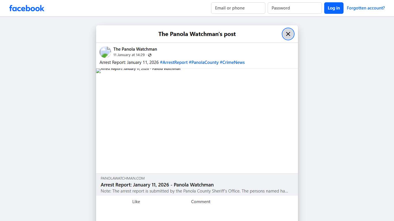 Arrest Report: January 11, 2026... - The Panola Watchman Facebook