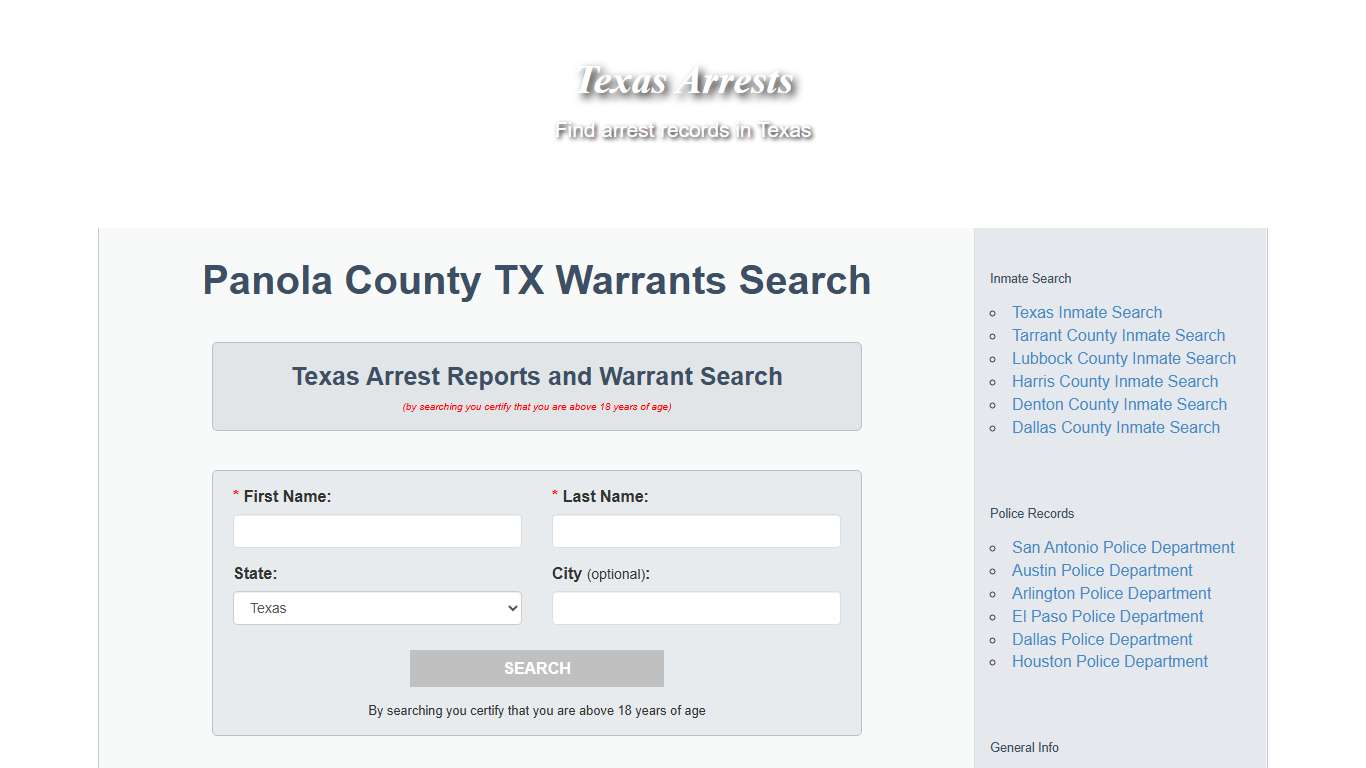 Panola County TX Warrants Search - Texas Arrests
